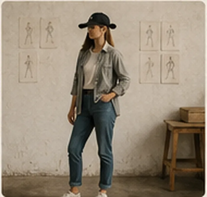 Clothed figure, profile view